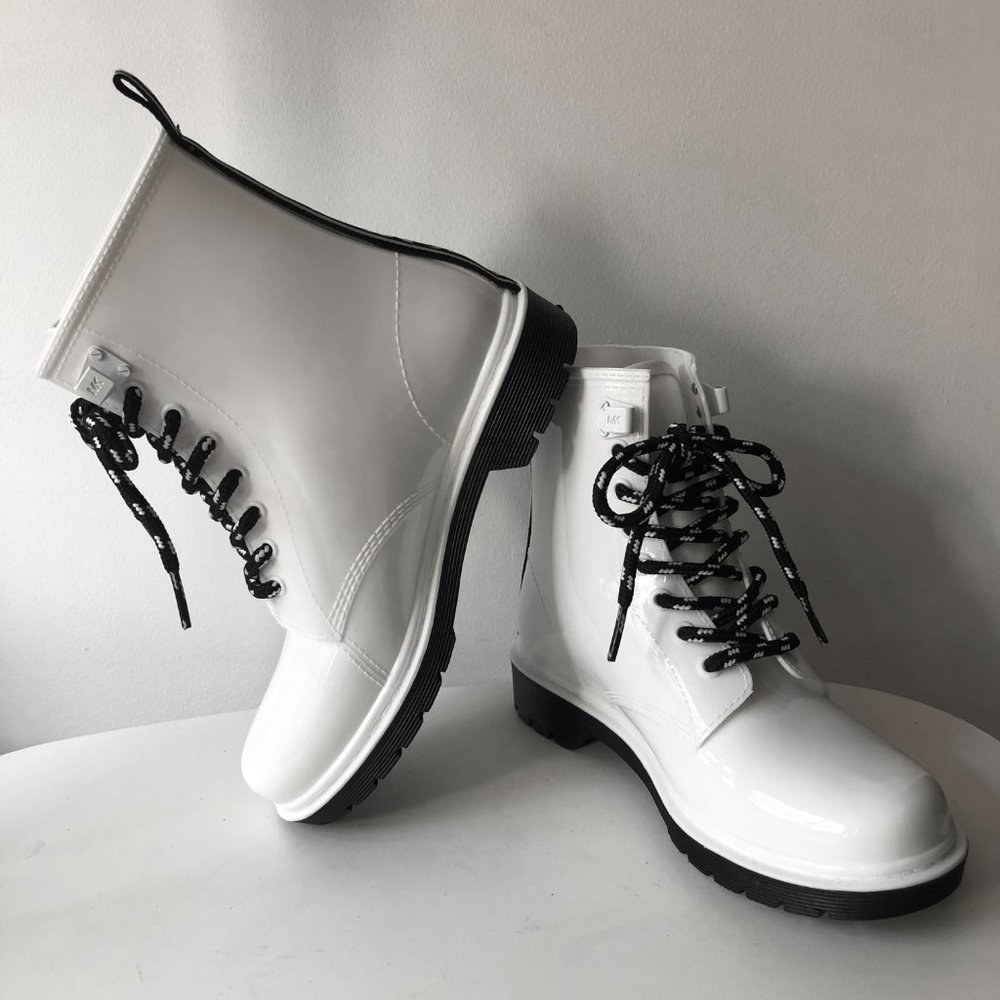Michael Kors white lace up combat rain boots - Picture 4 of 14